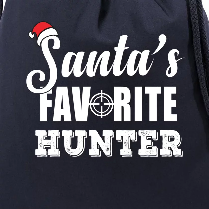 SantaS Favorite Hunter Funny Deer Hunting Christmas Gift Drawstring Bag