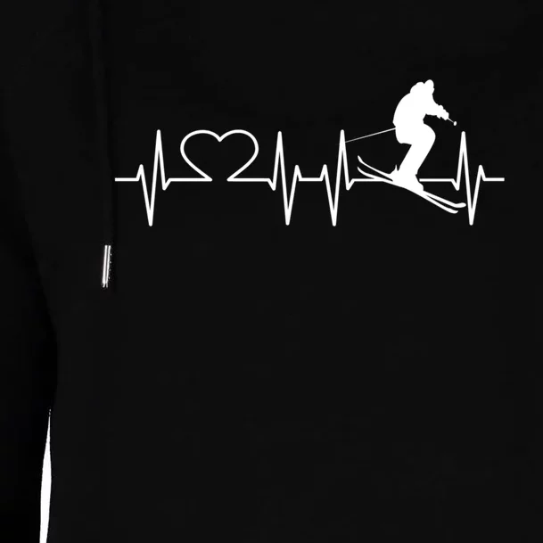 Ski Freestyle Heartbeat Skiing Lover Gift For Skier Womens Funnel Neck Pullover Hood