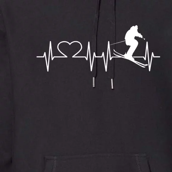 Ski Freestyle Heartbeat Skiing Lover Gift For Skier Premium Hoodie