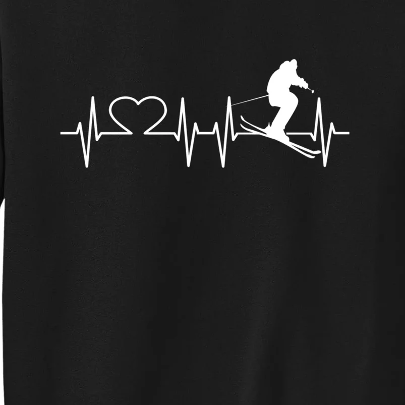 Ski Freestyle Heartbeat Skiing Lover Gift For Skier Tall Sweatshirt