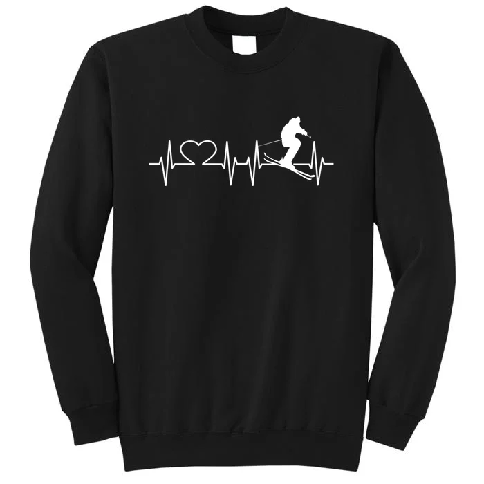 Ski Freestyle Heartbeat Skiing Lover Gift For Skier Tall Sweatshirt