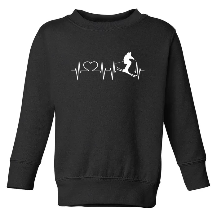 Ski Freestyle Heartbeat Skiing Lover Gift For Skier Toddler Sweatshirt