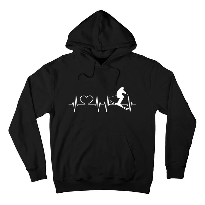 Ski Freestyle Heartbeat Skiing Lover Gift For Skier Tall Hoodie