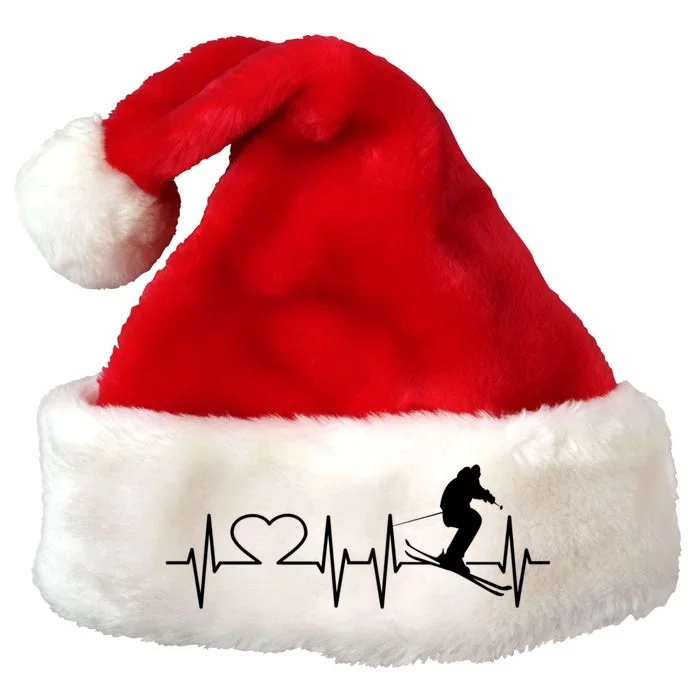 Ski Freestyle Heartbeat Skiing Lover Gift For Skier Premium Christmas Santa Hat