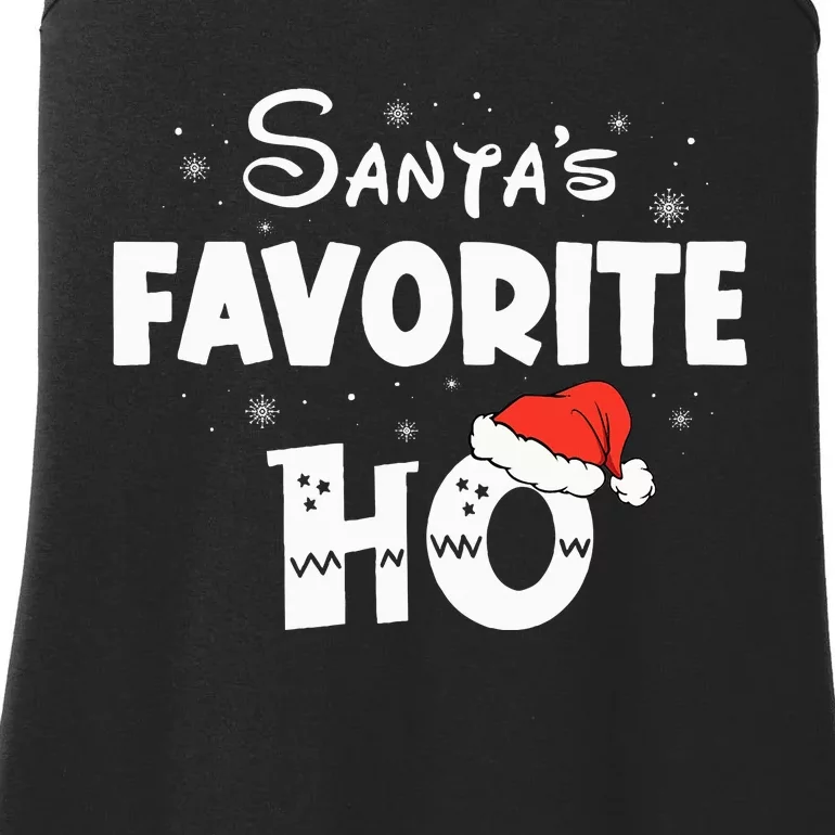 Santa's Favorite Ho Funny Family Matching Christmas Pajamas Ladies Essential Tank