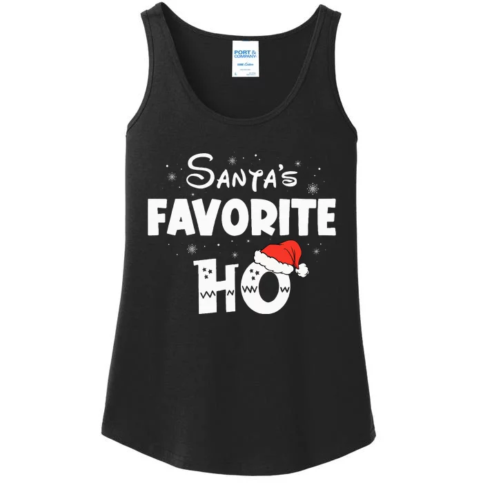 Santa's Favorite Ho Funny Family Matching Christmas Pajamas Ladies Essential Tank