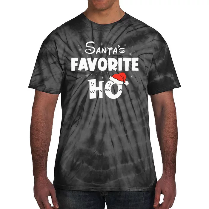 Santa's Favorite Ho Funny Family Matching Christmas Pajamas Tie-Dye T-Shirt