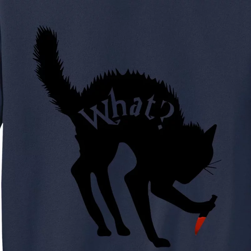 Scary Funny Halloween Black Cat With Knife What? Funny Gift Sweatshirt