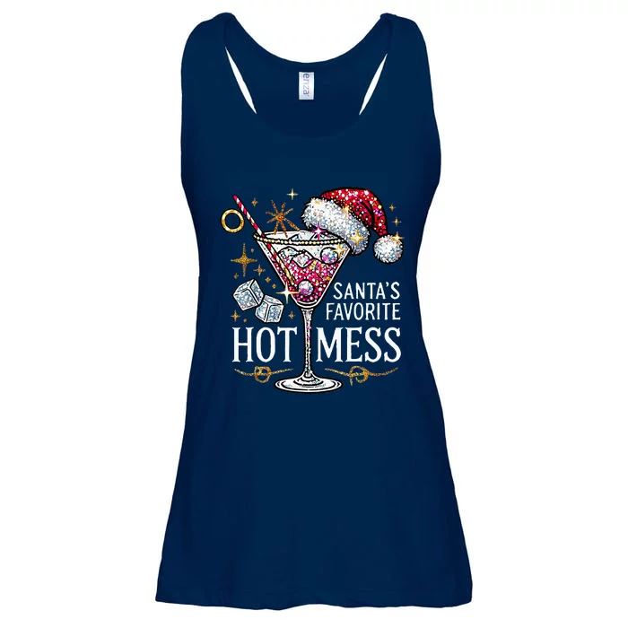 SantaS Favorite Hot Mess Christmas Holiday Margarita Drink Ladies Essential Flowy Tank