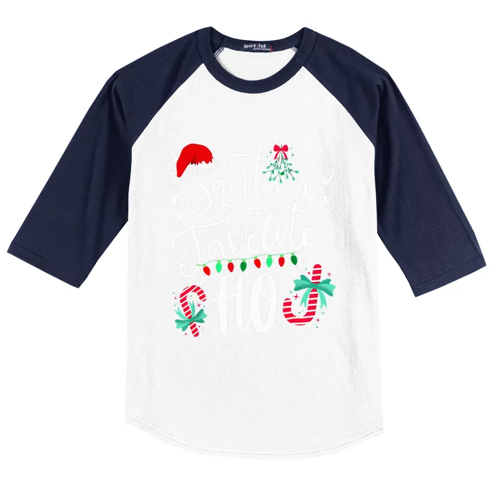 Santas Favorite Ho Funny Christmas Santa Hat Xmas Pajamas Baseball Sleeve Shirt