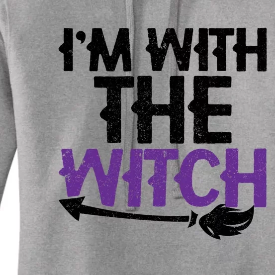 Sarcastic Funny Im With The Witch Halloween Couples Gift Women's Pullover Hoodie