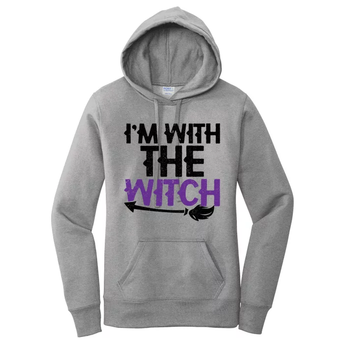 Sarcastic Funny Im With The Witch Halloween Couples Gift Women's Pullover Hoodie