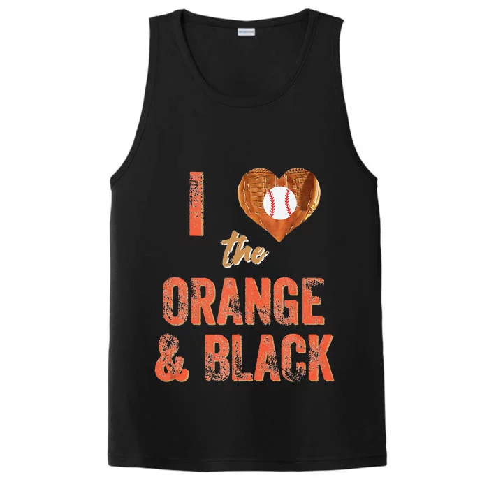 San Francisco I Love The Orange And Black Baseball Performance Tank