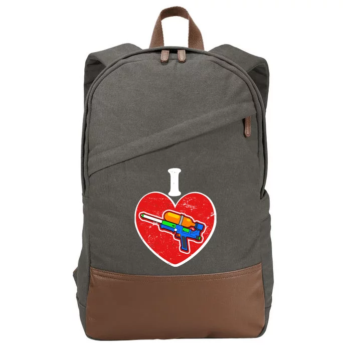 Summertime Fun I Love Super Soakers Water Guns Cotton Canvas Backpack