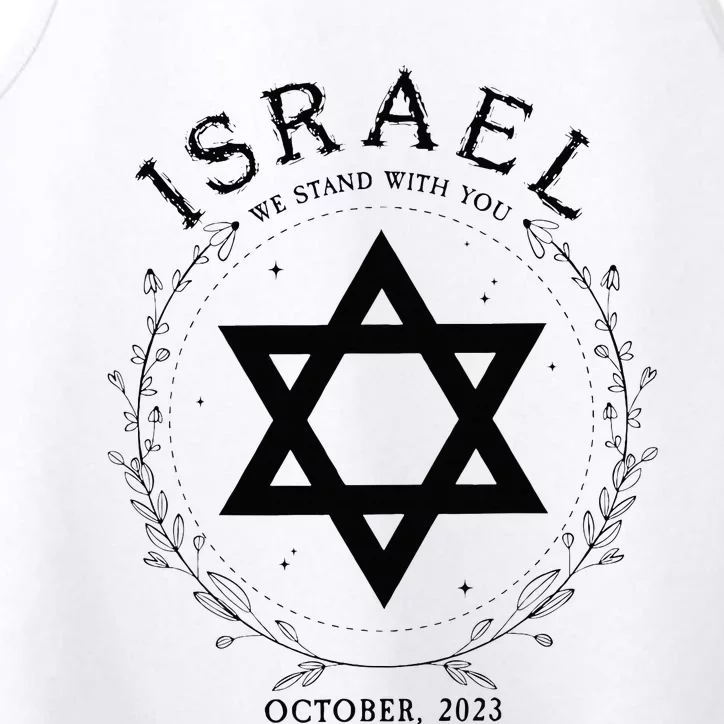 Support For Israel I Stand With Israel Jewish Nondistressed Performance Tank