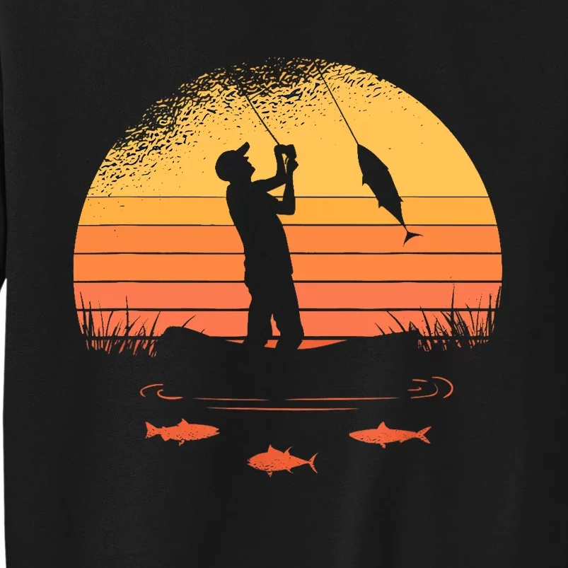 Sunset Fisherman I Cant Work Today My Arm Is In A Cast Gift Tall Sweatshirt