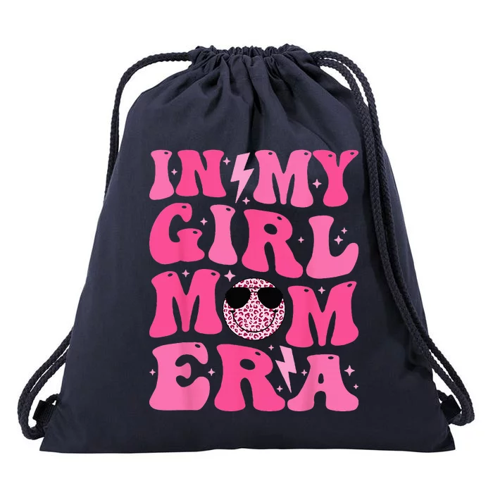 Smile Face In My Mom Era Groovy Mom Drawstring Bag