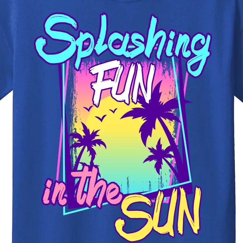 Splashing Fun In The Sun Summer Palm Trees Beach Vacations Gift Kids T-Shirt