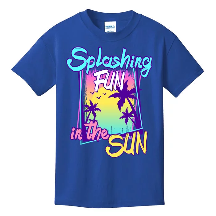 Splashing Fun In The Sun Summer Palm Trees Beach Vacations Gift Kids T-Shirt