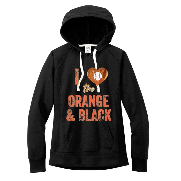 San Francisco I Love The Orange And Black Baseball Women's Fleece Hoodie