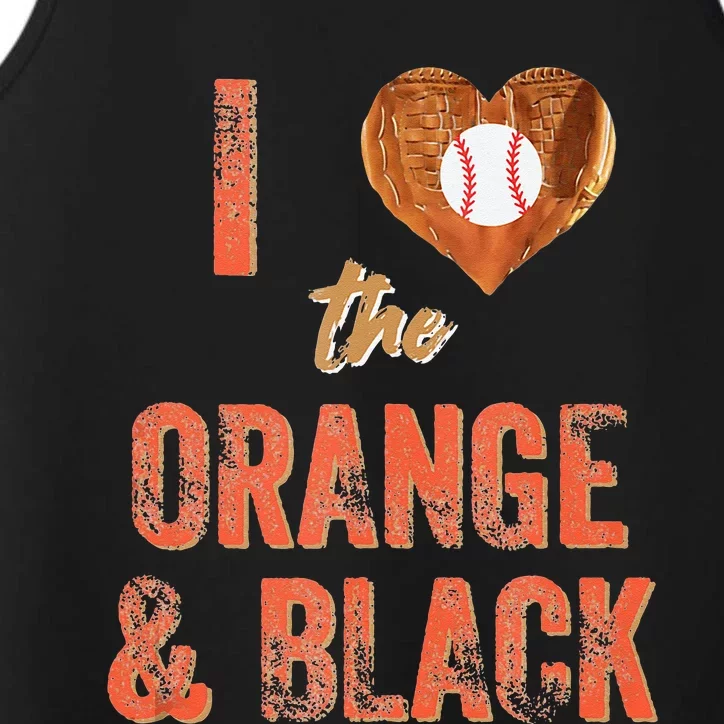 San Francisco I Love The Orange And Black Baseball Performance Tank