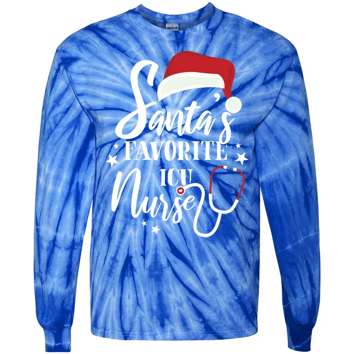 Santa Favorite Icu Nurse Outfit Funny Cute Xmas Cool Gift Tie-Dye Long Sleeve Shirt