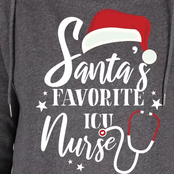 Santa Favorite Icu Nurse Outfit Funny Cute Xmas Cool Gift Womens Funnel Neck Pullover Hood