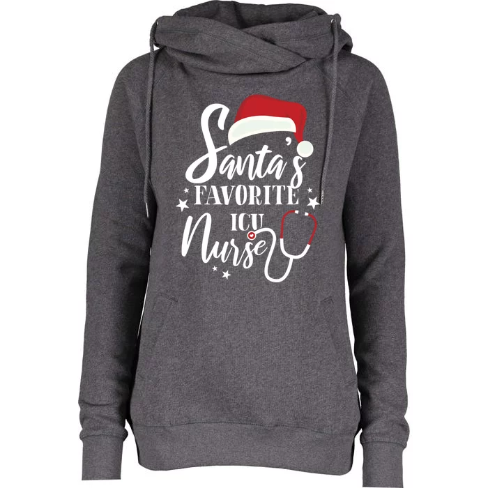 Santa Favorite Icu Nurse Outfit Funny Cute Xmas Cool Gift Womens Funnel Neck Pullover Hood