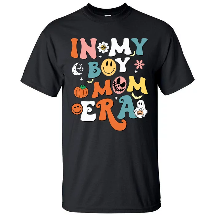 Smile Face In My Boy Mom Era Groovy Halloween Mom Of Boy Tall T-Shirt