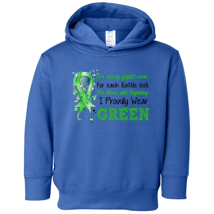 Still Fighting I Proudly Wear Green Ney Disease Awareness Funny Gift Toddler Hoodie