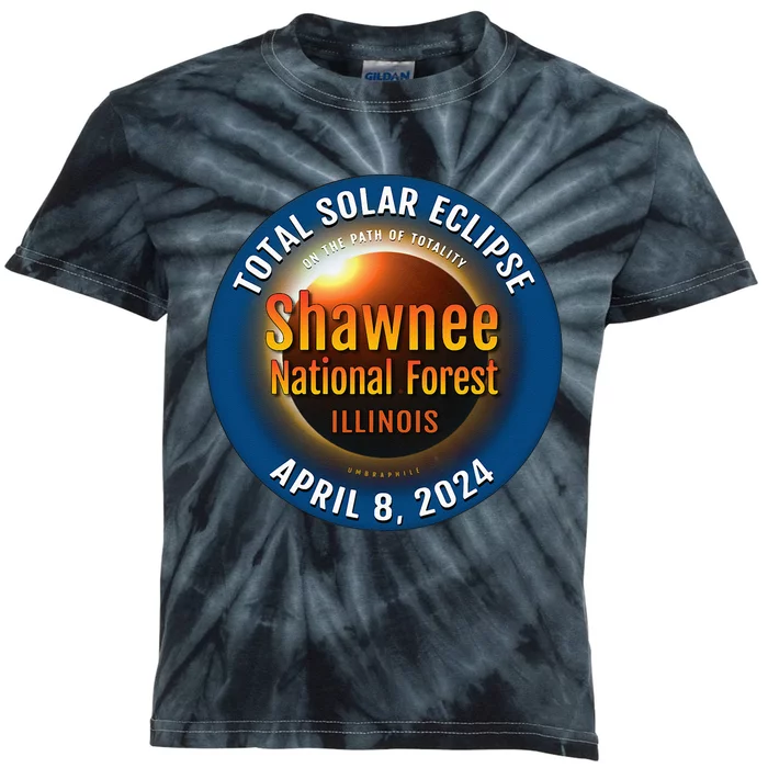 Shawnee Forest Illinois IL Total Solar Eclipse 2024 Kids Tie-Dye T-Shirt