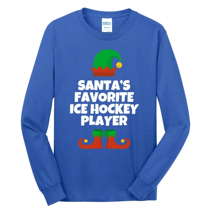 SantaS Favorite Ice Hockey Player Gift Christmas Funny Cute Gift Tall Long Sleeve T-Shirt