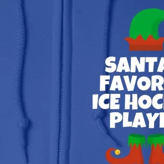 SantaS Favorite Ice Hockey Player Gift Christmas Funny Cute Gift Full Zip Hoodie