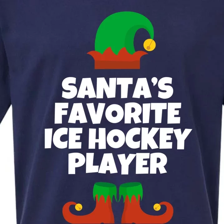 SantaS Favorite Ice Hockey Player Gift Christmas Funny Cute Gift Sueded Cloud Jersey T-Shirt