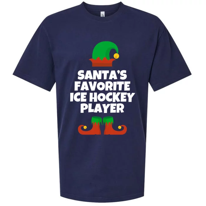 SantaS Favorite Ice Hockey Player Gift Christmas Funny Cute Gift Sueded Cloud Jersey T-Shirt