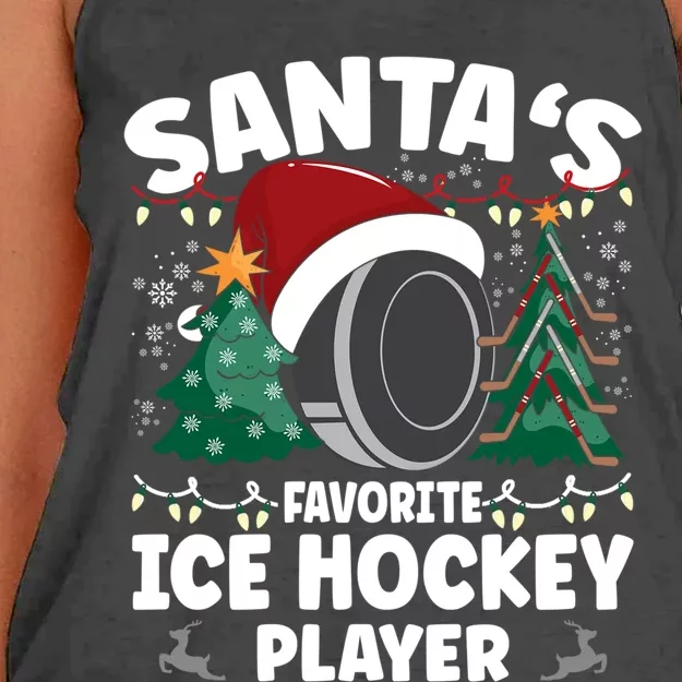 SantaS Favorite Ice Hockey Player Gift Women's Knotted Racerback Tank