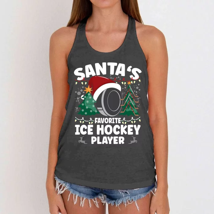 SantaS Favorite Ice Hockey Player Gift Women's Knotted Racerback Tank