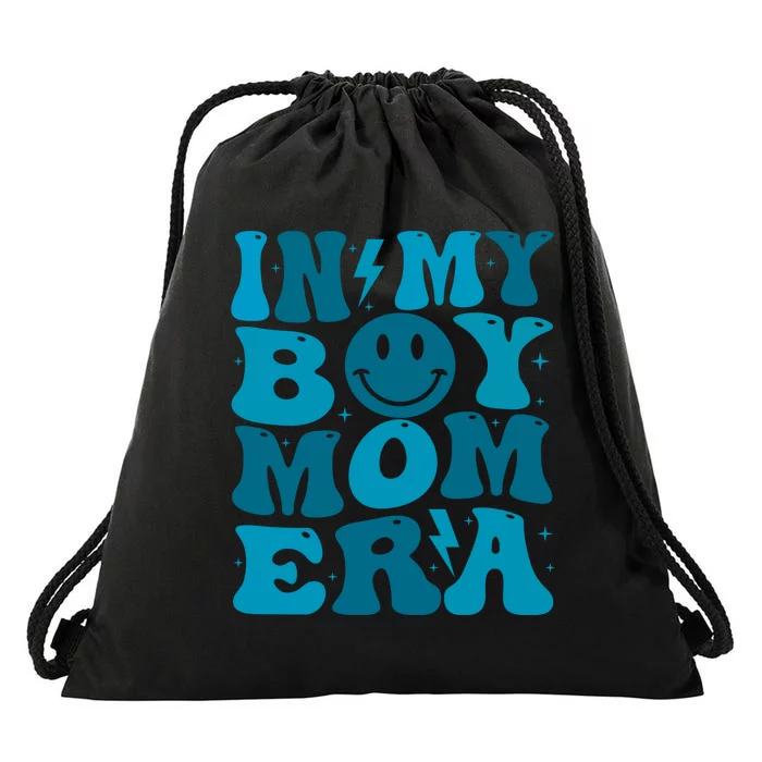 Smile Face In My Boy Mom Era Drawstring Bag