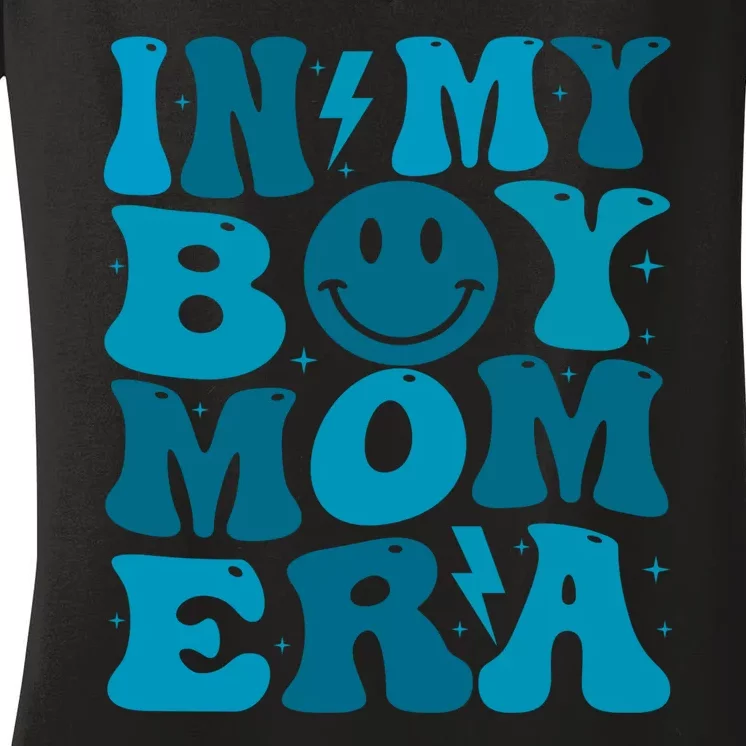 Smile Face In My Boy Mom Era Women's V-Neck T-Shirt