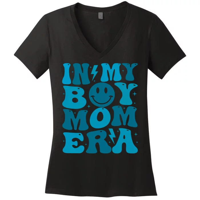 Smile Face In My Boy Mom Era Women's V-Neck T-Shirt