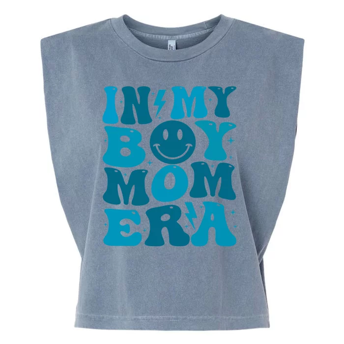 Smile Face In My Boy Mom Era Garment-Dyed Women's Muscle Tee