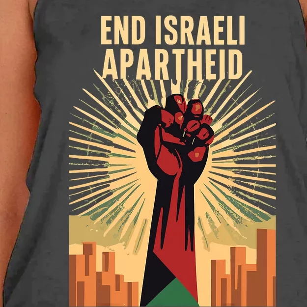 Stand For Justice: End Israel Apartheid Palestine Women's Knotted Racerback Tank