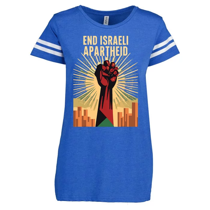 Stand For Justice: End Israel Apartheid Palestine Enza Ladies Jersey Football T-Shirt