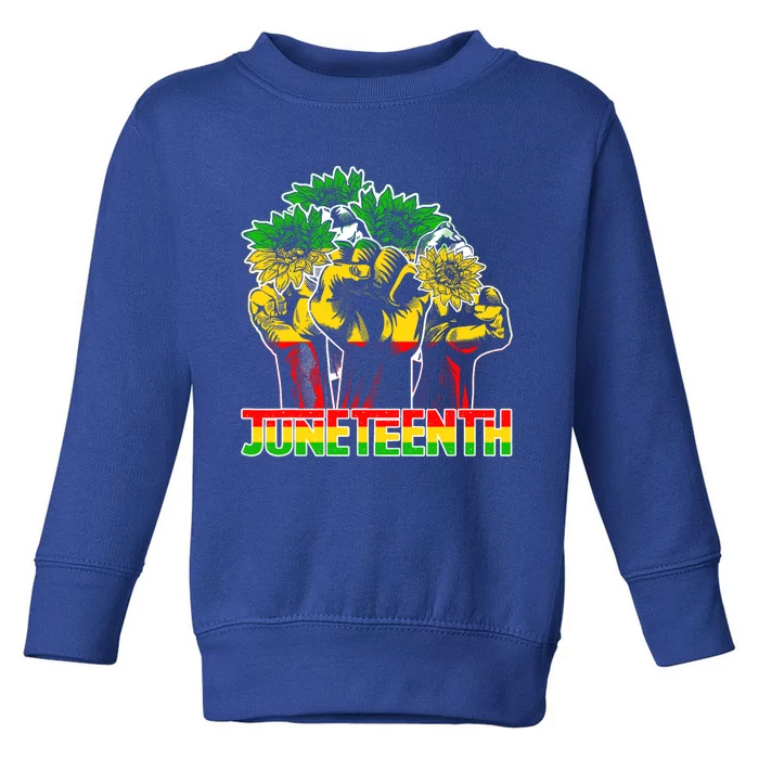 Sunflower Fist Juneteenth Black History African America 1865 Gift Toddler Sweatshirt