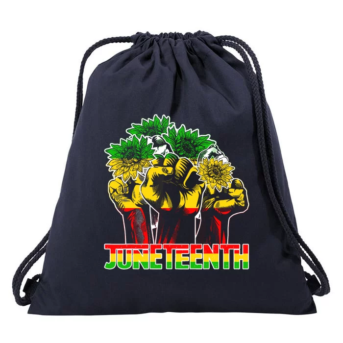 Sunflower Fist Juneteenth Black History African America 1865 Gift Drawstring Bag