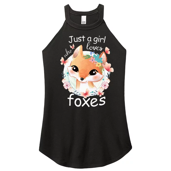 Smiling Fox Just A Girl Who Loves Foxes Women’s Perfect Tri Rocker Tank