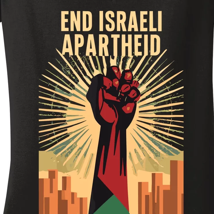 Stand For Justice End Israel Apartheid Palestine Women's V-Neck T-Shirt