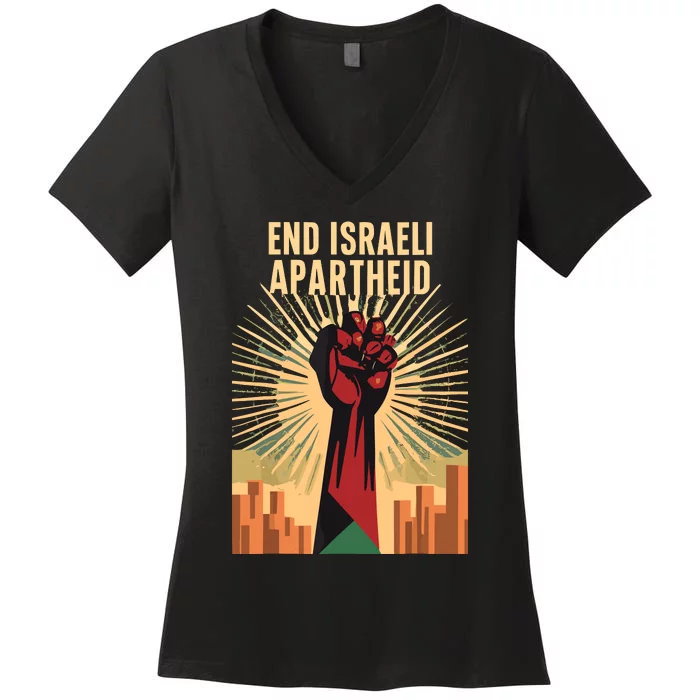 Stand For Justice End Israel Apartheid Palestine Women's V-Neck T-Shirt