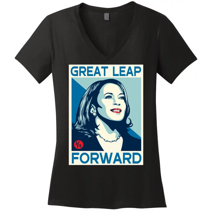 Shepard Fairey Kamala Harris Forward Great Leap Forward Kamala Harris Forward Women's V-Neck T-Shirt