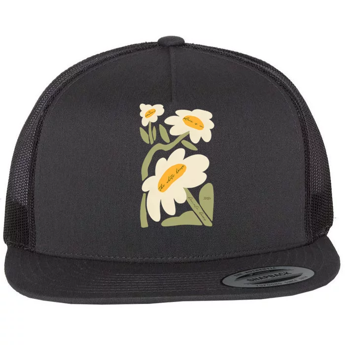 Subtle Flower Kamala Harris Boho Floral Flat Bill Trucker Hat